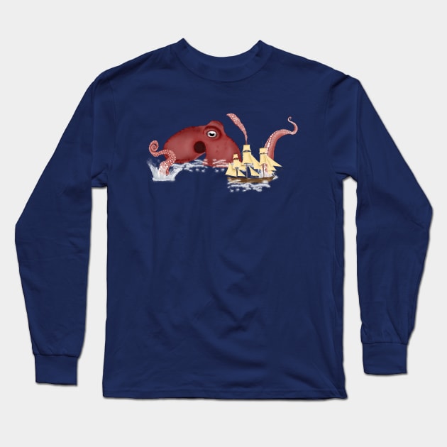 Kraken Attack! Long Sleeve T-Shirt by HB Loves Crafts
